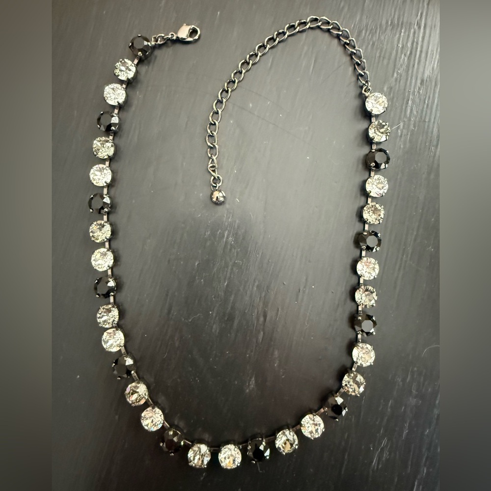 Women's Black, Clear & Grey Crystal Necklace
